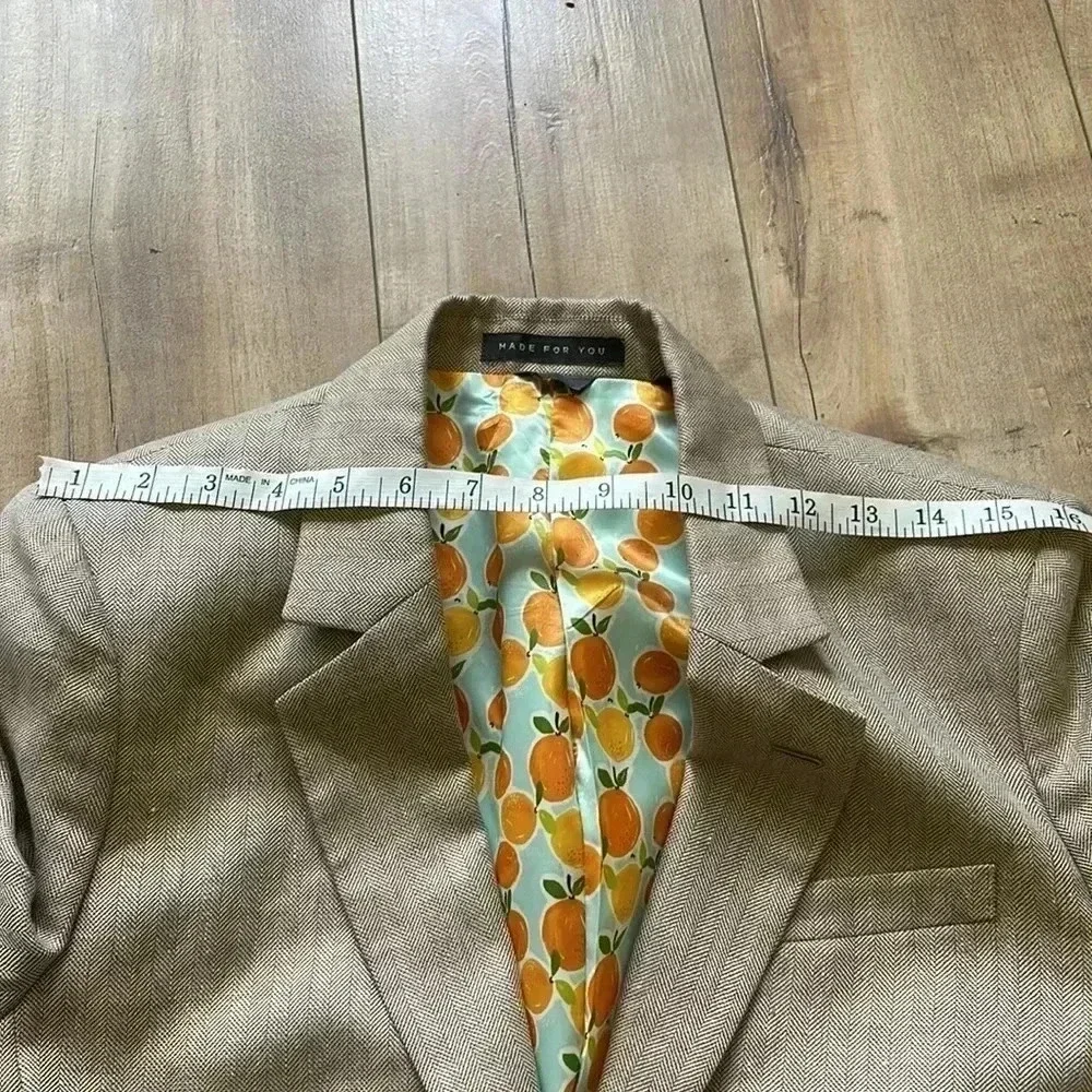 INDOCHINO Mens Blazer Sport Coat Jacket Linen/Wool Beige Tan Suit Jacket Sz P